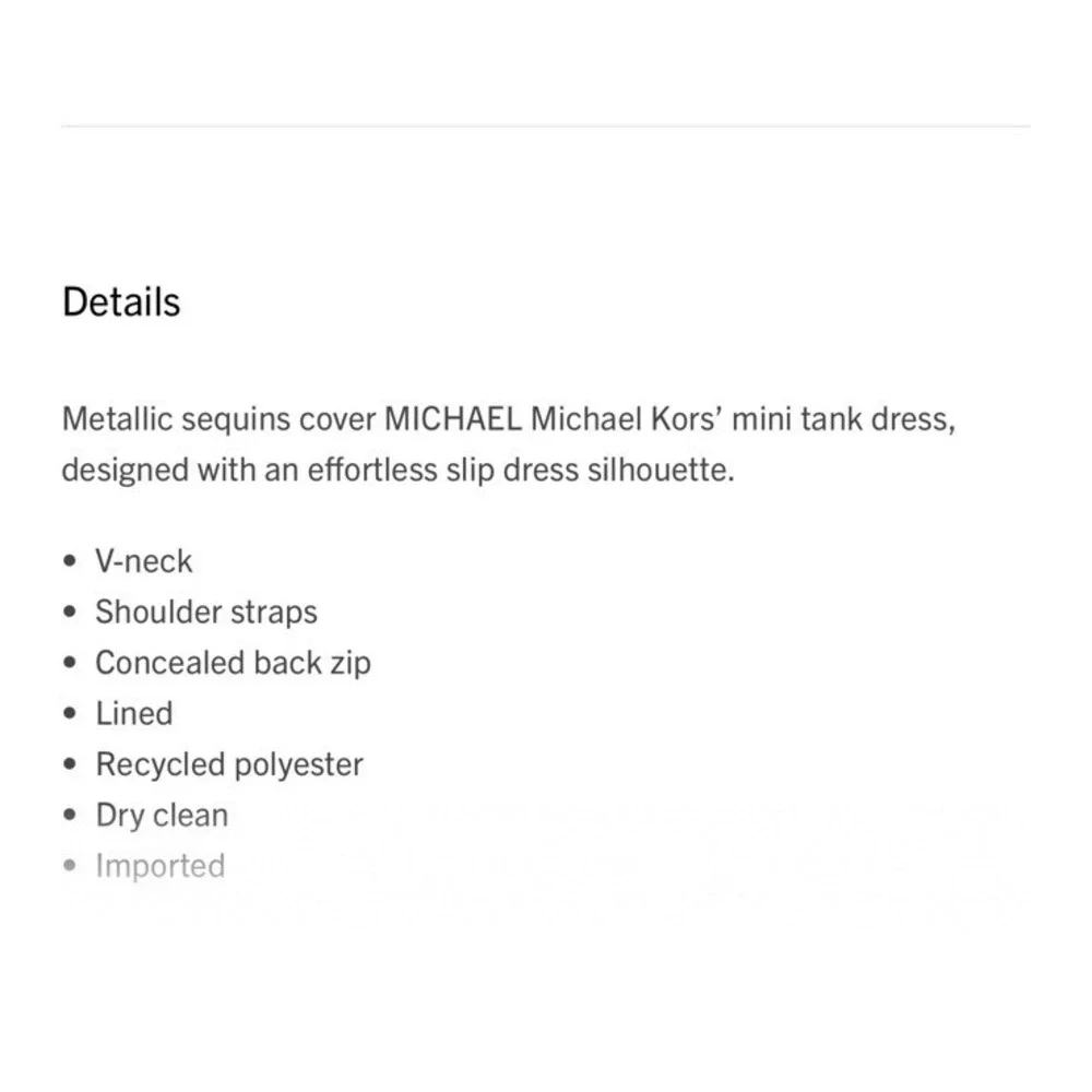 NWT $275 MICHAEL KORS‎ Gold Sequin Mini Dress L Spaghetti Strap Cocktail Tank